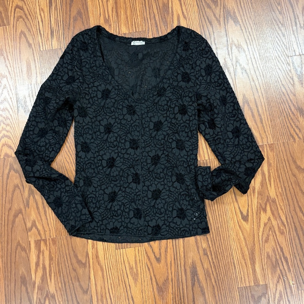 Free People Black Lace Blouse